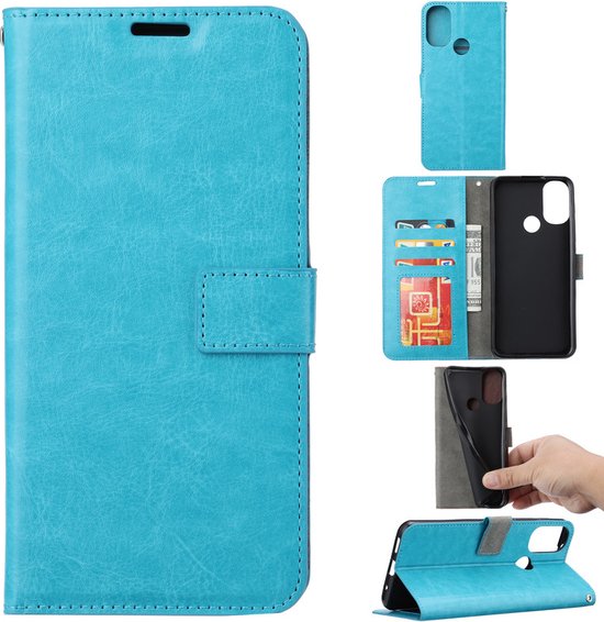 Motorola Moto G22 - Bookcase Turquoise - étui portefeuille avec 3 protections d'écran en Glas