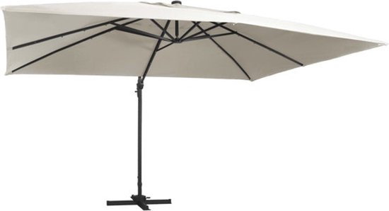 Parasol déporté avec LED et mât en aluminium 400 x 300 cm couleur sable - Parasol déporté - Parasols flottants - Parasol - Parasol de jardin