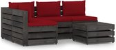 vidaXL-5-delige-Loungeset-met-kussens-grijs-geïmpregneerd-hout