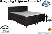 Omra - Complete boxspring - Brighton Antraciet - 110x200 cm - Inclusief Topdekmatras - Hotel boxspring