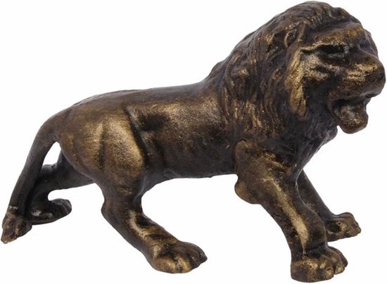 Statue en fonte - Lion marron - Sculpture Animaux - 13,3 cm de haut