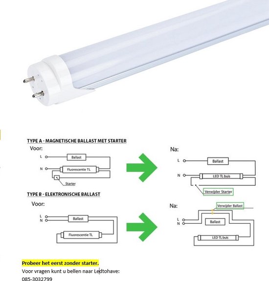 Tube LED Fluorescent Blauw - 24 Watt - 150 cm