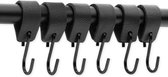 Brute Strength - Leren S-haak hangers - Antraciet - 24 stuks - 12,5 x 2,5 cm – Zwart zilver – Leer - handdoekhaakjes - Ophanghaken – kapstokhaak