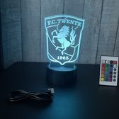Klarigo®️ Veilleuse - Lampe LED 3D Illusion - 16 Couleurs - Lampe de Bureau - FC Twente - Voetbal - Veilleuse Enfants - Lampe Creative - Télécommande