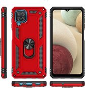Hoesje Geschikt Voor Samsung Galaxy A12 5G Hoesje Armor Anti-shock Backcover Rood - Galaxy A12 5G - A12 5G Backcover kickstand Ring houder cover TPU backcover oTronica
