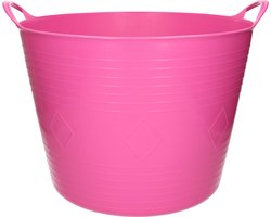 Flexibele kuip - 40 liter - roze - kunststof - D45 cm - emmer - wasmand