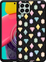 Hoesje Zwart Geschikt voor Samsung Galaxy M53 Diamonds