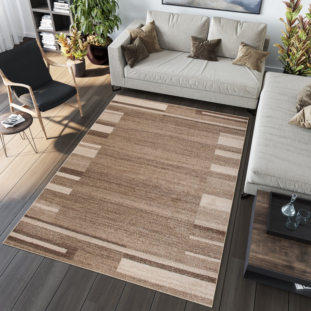 Tapiso Sari Vloerkleed Tapijten Karpet Slaapkamer Maat- 160x220 Beige Donker 2