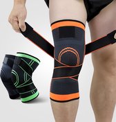 INUK Knieband met straps XXL Oranje zwart - kies uit maattabel (S - XXXL) - in oranje, groen of zwart - comfortabel  en stevige steun