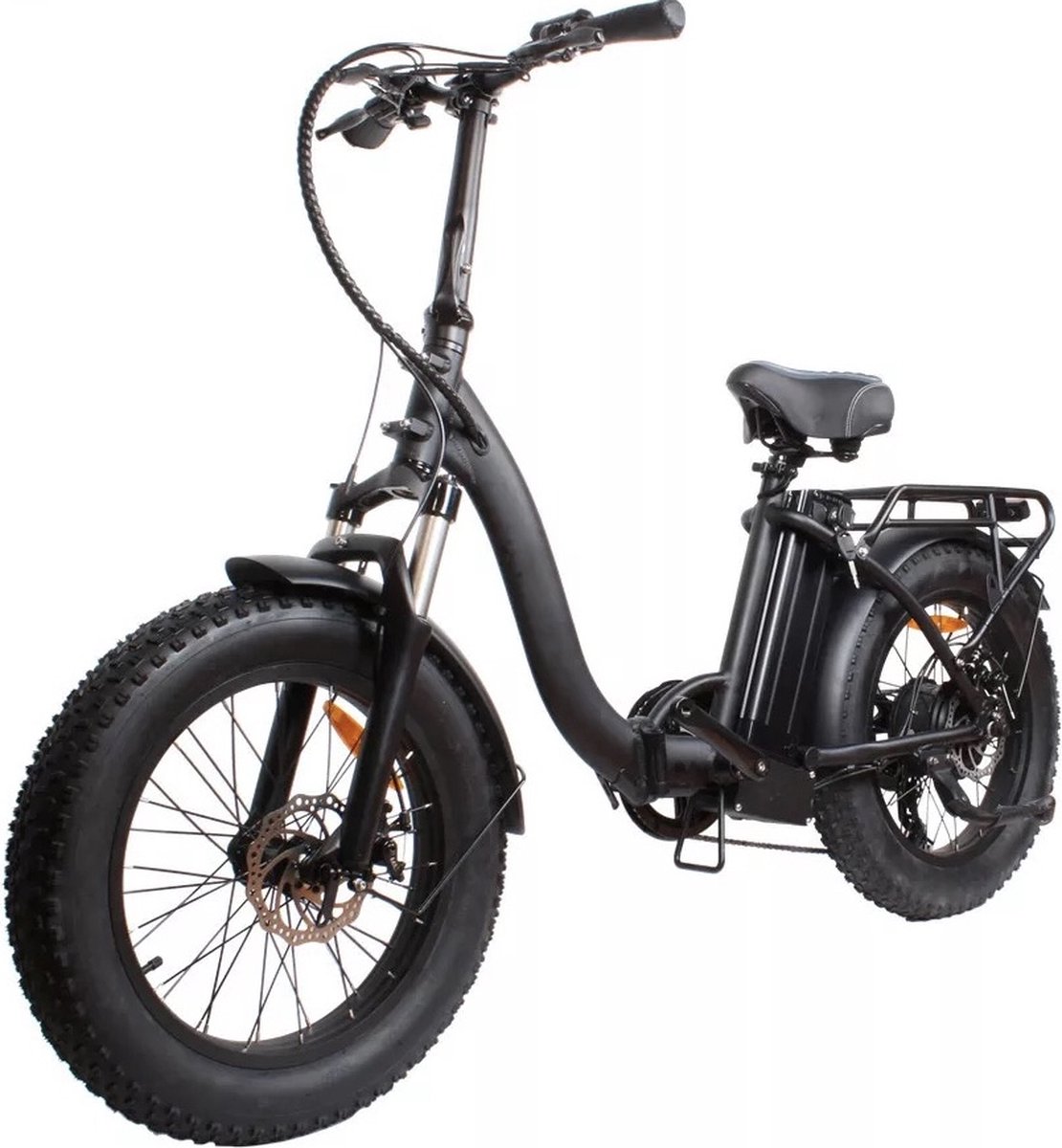 Merkloos Sans marque Elektrische Fiets | 45km u | Retro E bike | 20 Inch Fat Tire | 7 Speed Shimano | 500W Motor | 15Ah | Carbon Staal Zwart - Thumbnail 4