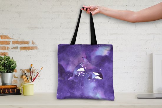 Sac bandoulière - Sac de plage - Shopper Fish - Orque - Violet - Aquarelle - 40x40 cm - Sac coton