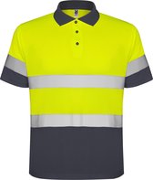 High Visibility Polo Shirt Polaris Lood Grijs / Fluor Geel met reflecterende strepen Size 4XL merk Roly