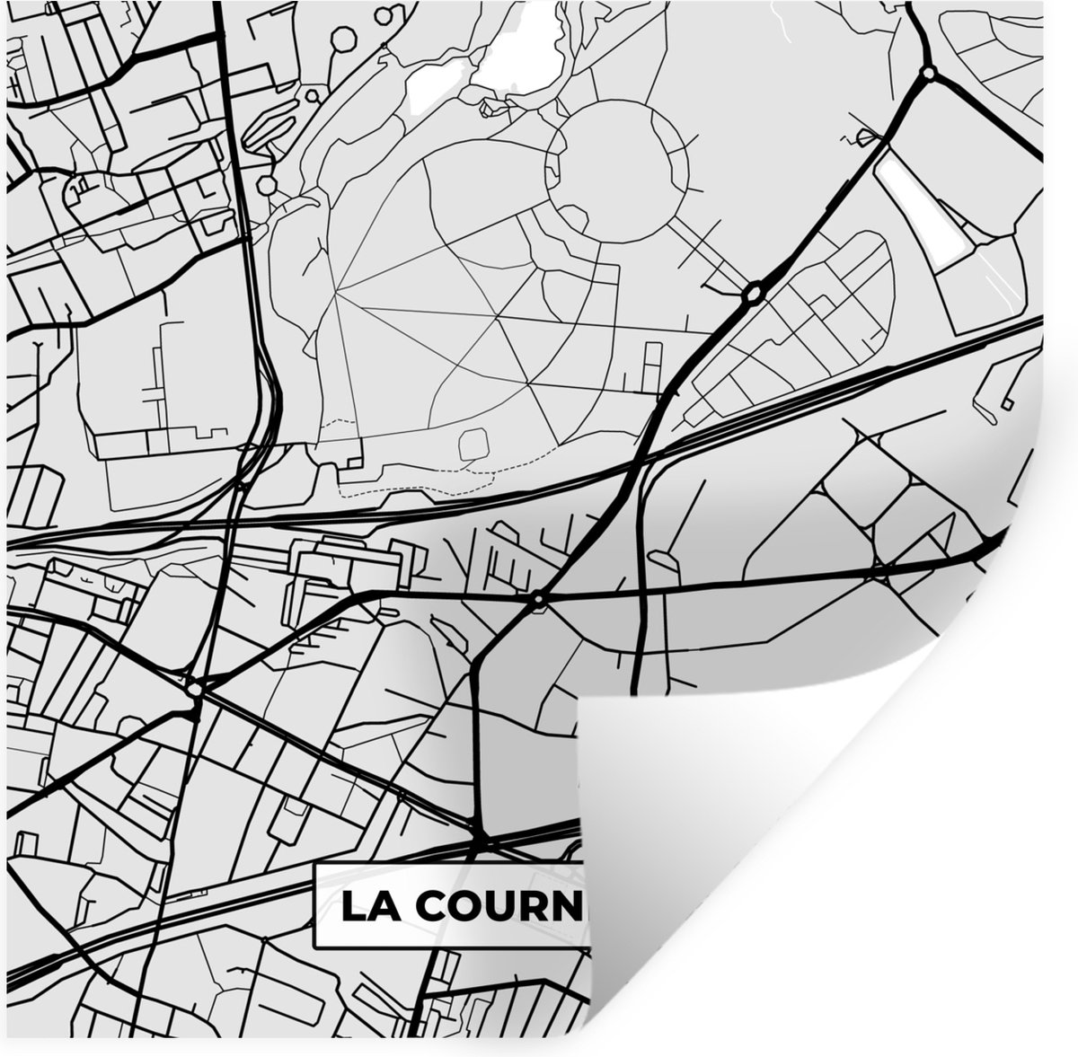 Muurstickers - Sticker Folie - Stadskaart – Frankrijk – Kaart – La Courneuve – Plattegrond
