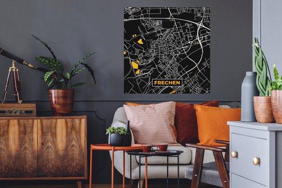 Stickers muraux - Or - Allemagne - Carte - Or - Plan de la ville - Carte - Frechen - 80x80 cm - Feuille adhésive