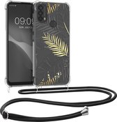 kwmobile telefoonhoesje geschikt voor Motorola Moto E40 - Hoesje met telefoonkoord - Back cover voor smartphone - Case in goud / grijs / transparant