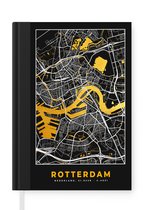 Carnet - Carnet d'écriture - Carte - Rotterdam - Or - Zwart - Carnet - Format A5 - Bloc-notes - Plan de la ville