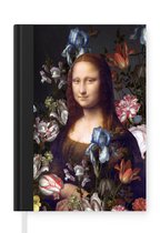 Notitieboek - Schrijfboek - Mona Lisa - Leonardo da Vinci - Bloemen - Notitieboekje klein - A5 formaat - Schrijfblok