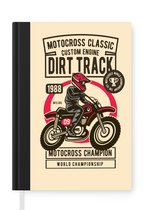Notitieboek - Schrijfboek - Motorcross - Man - Kleding - Retro - Notitieboekje klein - A5 formaat - Schrijfblok