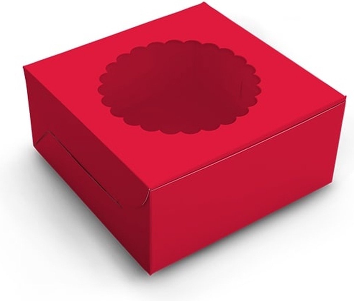 Rode taartdoos met venster - 20 x 20 x 12,7 cm (10 stuks)