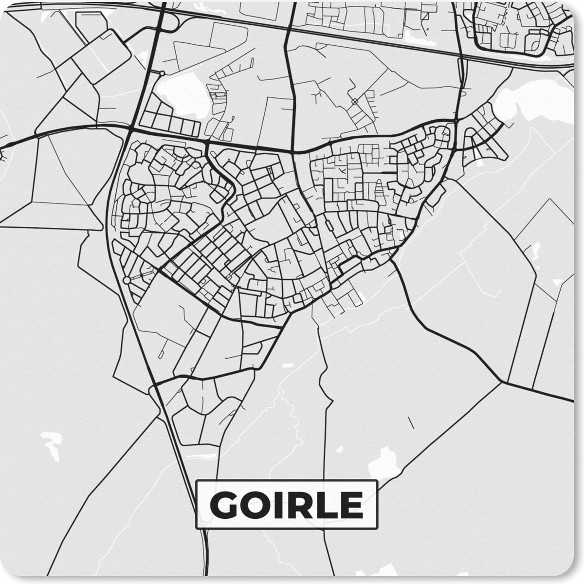 Muismat 20x20 cm - Mousepad Goirle - Stadskaart - Kaart - Plattegrond - Muismatten - Stadskaart