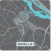 Muismat Klein - Brielle - Blauw - Kaart - Stadskaart - Plattegrond - 20x20 cm