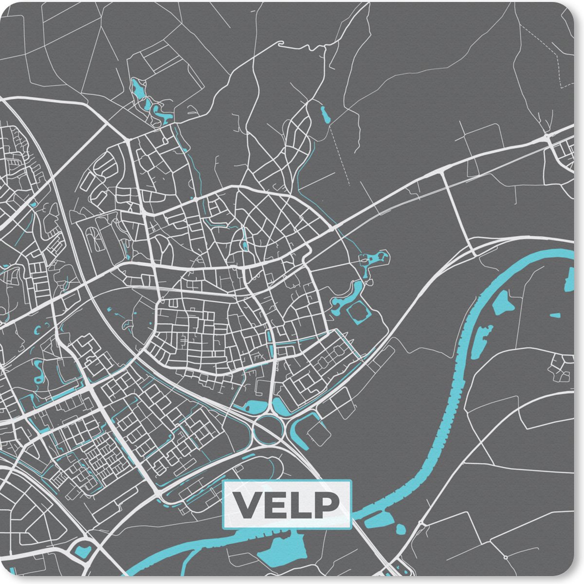Muismat 30x30 cm - Mousepad Plattegrond - Stadskaart - Velp - Kaart - Muismatten - Stadskaart