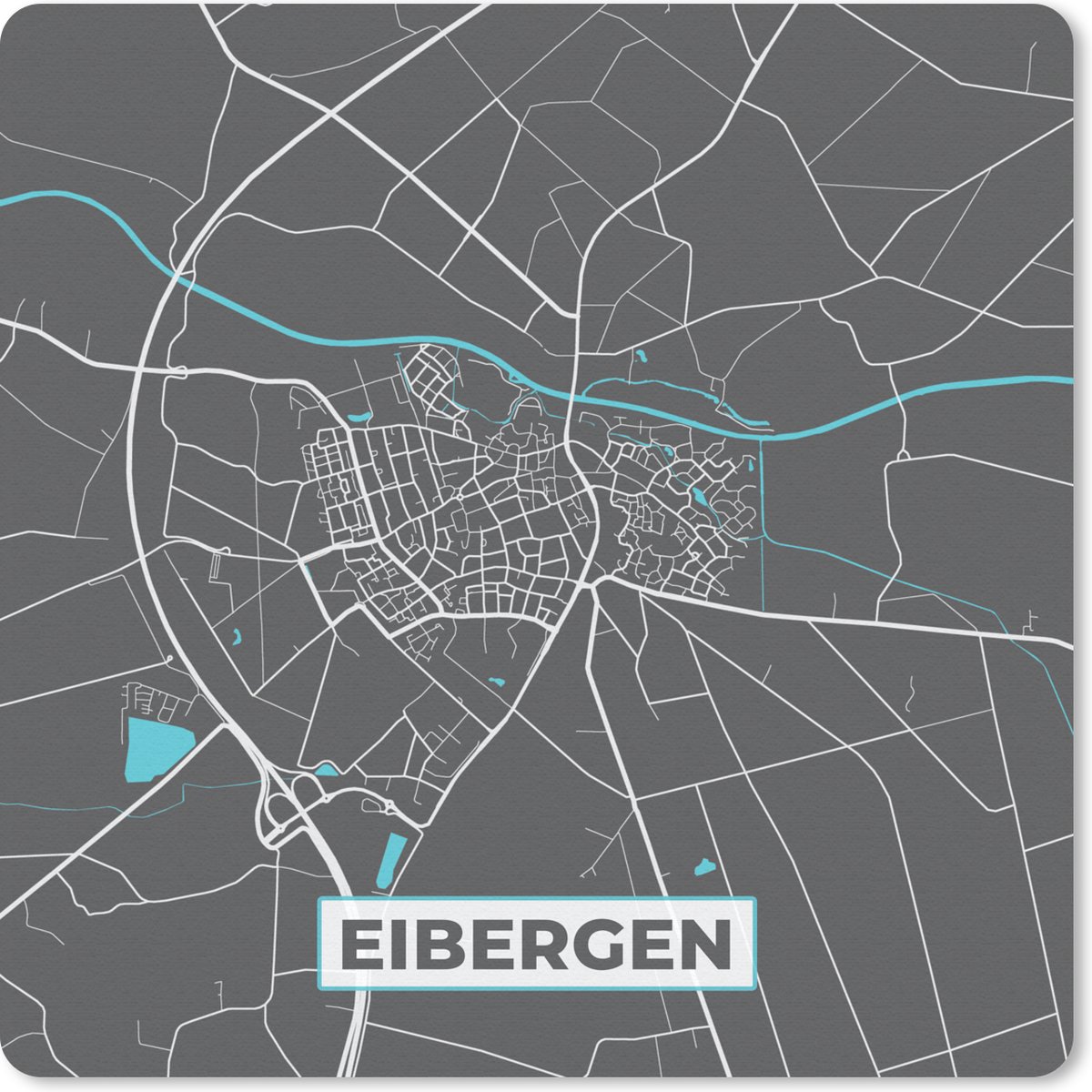 Muismat 30x30 cm - Mousepad Eibergen - Plattegrond - Kaart - Stadskaart - Muismatten - Stadskaart