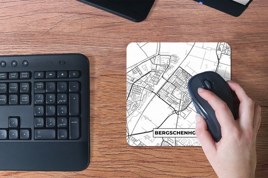 Muismat 20x20 cm - Mousepad Plattegrond - Bergschenhoek - Kaart - Stadskaart - Muismatten - Stadskaart