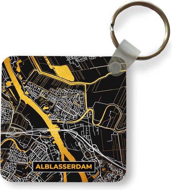 Sleutelhanger - Uitdeelcadeautjes - Plattegrond - Alblasserdam - Kaart - Stadskaart - Goud - Plastic