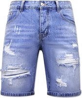 Korte Broek Heren met Gaten - Denim Short - 951- Blauw