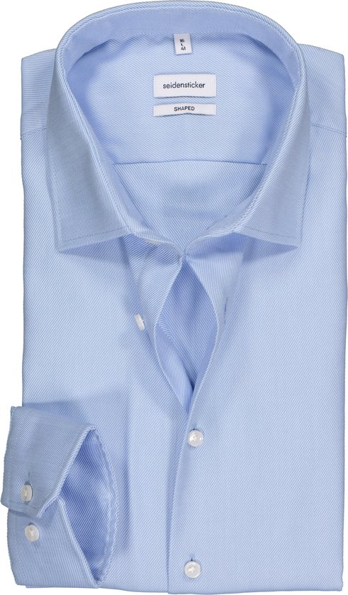 Seidensticker shaped fit overhemd - twill - lichtblauw - Strijkvrij - Boordmaat: 46