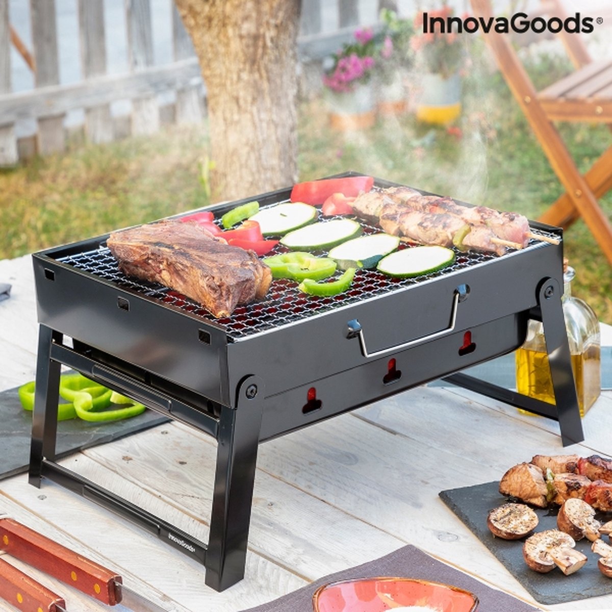 Opvouwbare draagbare barbecue voor gebruik met houtskool - Draagbare bbq -  Opvouwbare... | bol