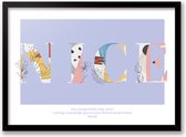 Artisan abstract & line art poster | Nice poster lila | wanddecoratie paars Poster 30x20cm