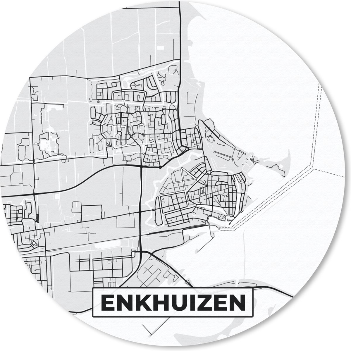 Muismat rond 30x30 cm - Mousepad Plattegrond - Enkhuizen - Stadskaart - Kaart - Ronde muismatten - Stadskaart
