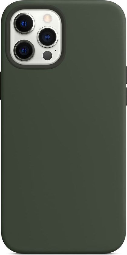 Mobigear Hoesje geschikt voor Apple iPhone 12 Siliconen MagSafe Telefoonhoesje | Mobigear Rubber Touch Backcover | Geschikt voor MagSafe | Geschikt voor Draadloos Opladen met Magnetische Ring | MagSafe Case - Groen