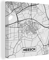 Canvas Schilderij Plattegrond - Kaart - Heesch - Stadskaart - 90x90 cm - Wanddecoratie