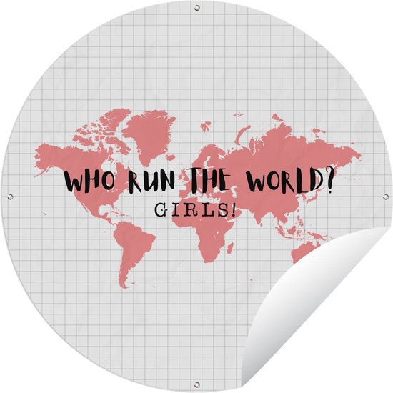 Tuincirkel Wereldkaart - Meisjes - Beyoncé - 150x150 cm - Ronde Tuinposter - Buiten