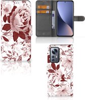 Bookcase Xiaomi 12 Pro GSM Hoesje Watercolor Flowers