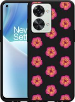 OnePlus Nord 2T Hoesje Zwart Hawaiiaanse Bloemen II - Designed by Cazy