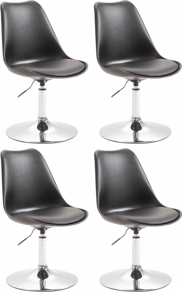 CLP Maverick Set van 4 Eetkamerstoelen - Kunststof zwart chroom