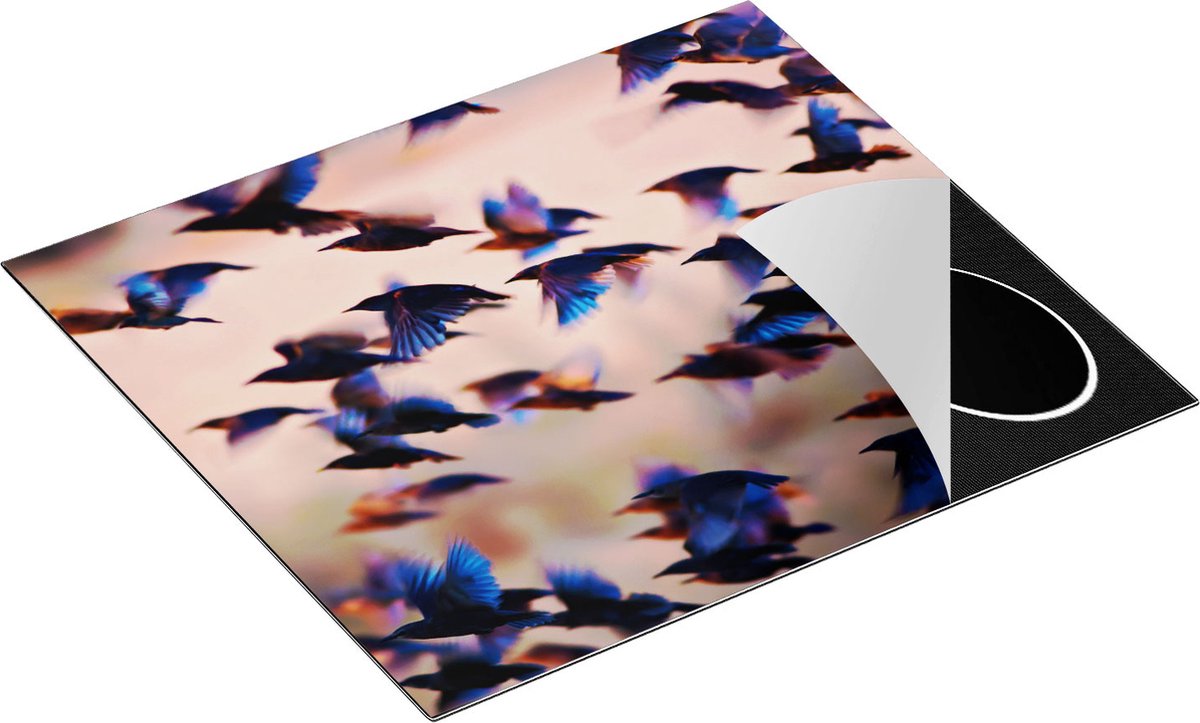 Chefcare Inductie Beschermer Groep Vliegende Blauwe Spreeuw Vogels - 60x52 cm - Afdekplaat Inductie - Kookplaat Beschermer - Inductie Mat