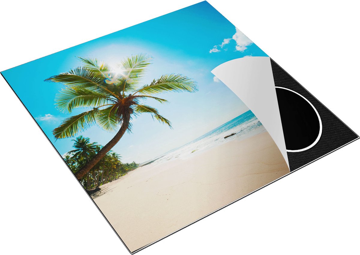 Chefcare Inductie Beschermer Tropisch Strand en Zee in Sri Lanka - 78x78 cm - Afdekplaat Inductie - Kookplaat Beschermer - Inductie Mat