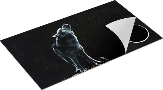 Chefcare Inductie Beschermer Wolf Huilt naar de Volle Maan - 90x55 cm - Afdekplaat Inductie - Kookplaat Beschermer - Inductie Mat