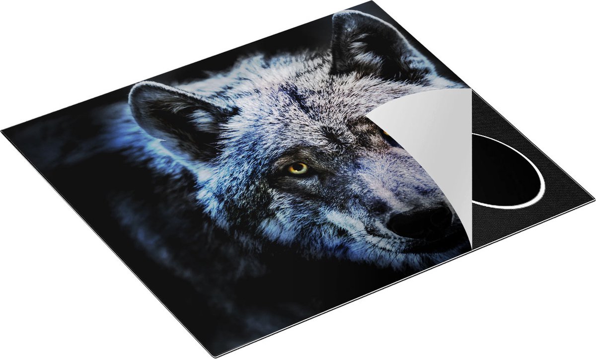 Chefcare Inductie Beschermer Grijze Wolvenkop - Wolf - 58,3x51,3 cm - Afdekplaat Inductie - Kookplaat Beschermer - Inductie Mat