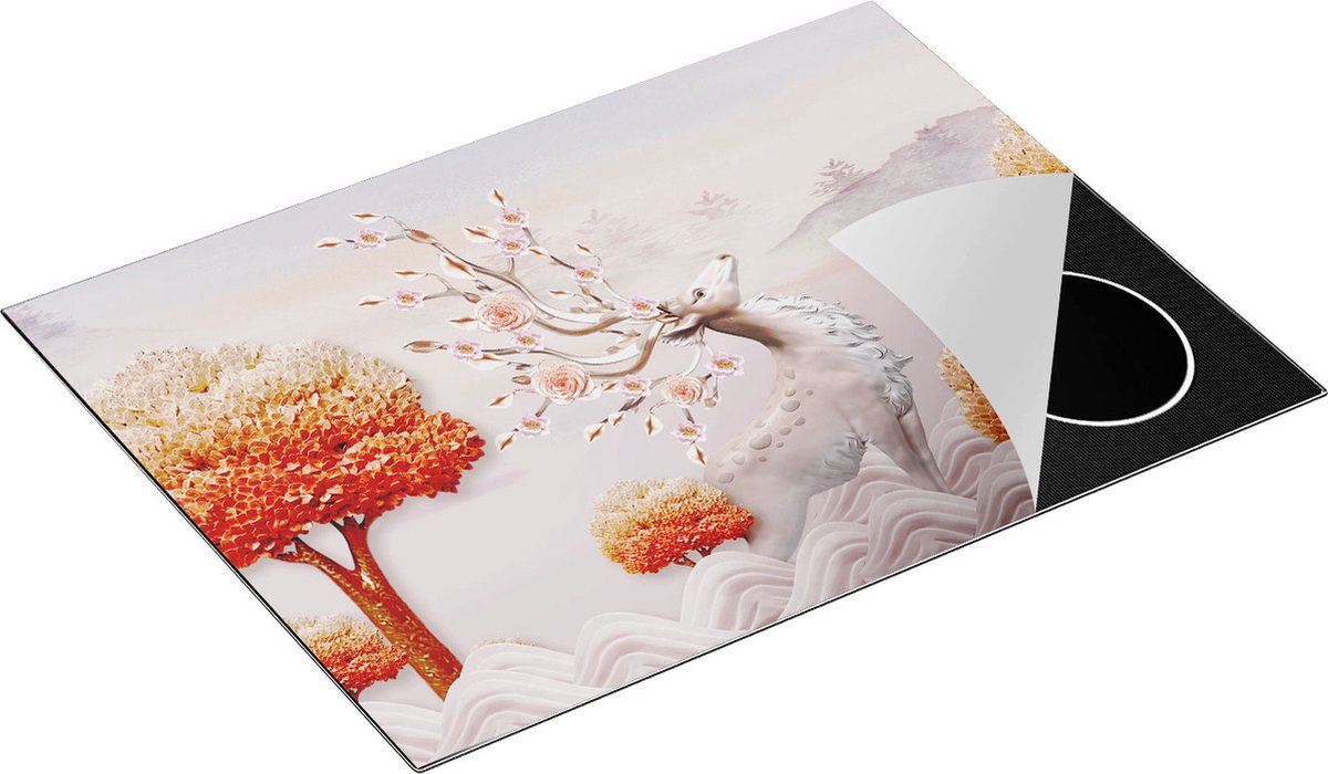 Chefcare Inductie Beschermer 3D Illustratie Hert - Abstract - 70x50 cm - Afdekplaat Inductie - Kookplaat Beschermer - Inductie Mat