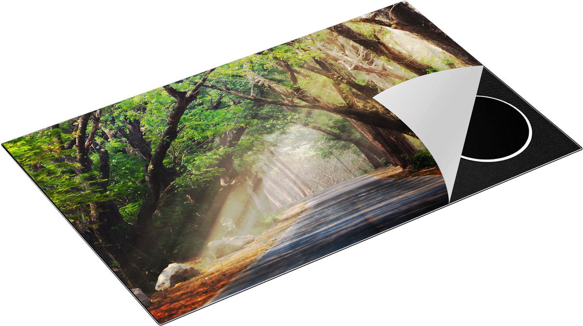 Chefcare Inductie Beschermer Weg Omringd met Bomen - 85x55 cm - Afdekplaat Inductie - Kookplaat Beschermer - Inductie Mat