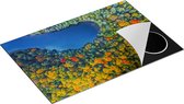 Chefcare Inductie Beschermer Kleurrijke Bos met Bomen naast een Meer - 81x52 cm - Afdekplaat Inductie - Kookplaat Beschermer - Inductie Mat