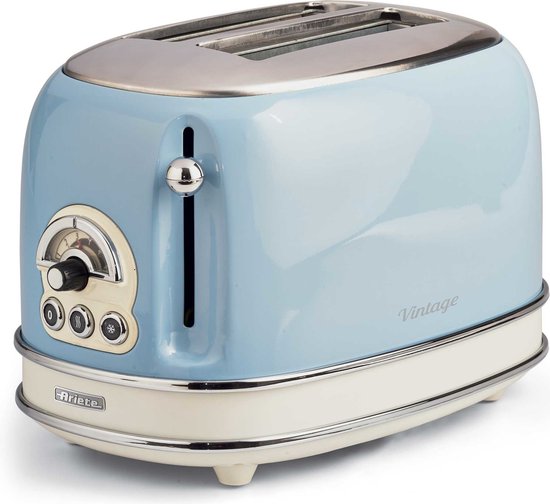 Ariete 0155/05 - Vintage broodrooster - 2 sneden - met tosti-klemmen - 810 Watt - blauw