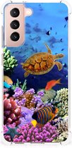 Silicone Back Cover Geschikt voor Samsung Galaxy S21 FE Smartphone hoesje met doorzichtige rand Vissen