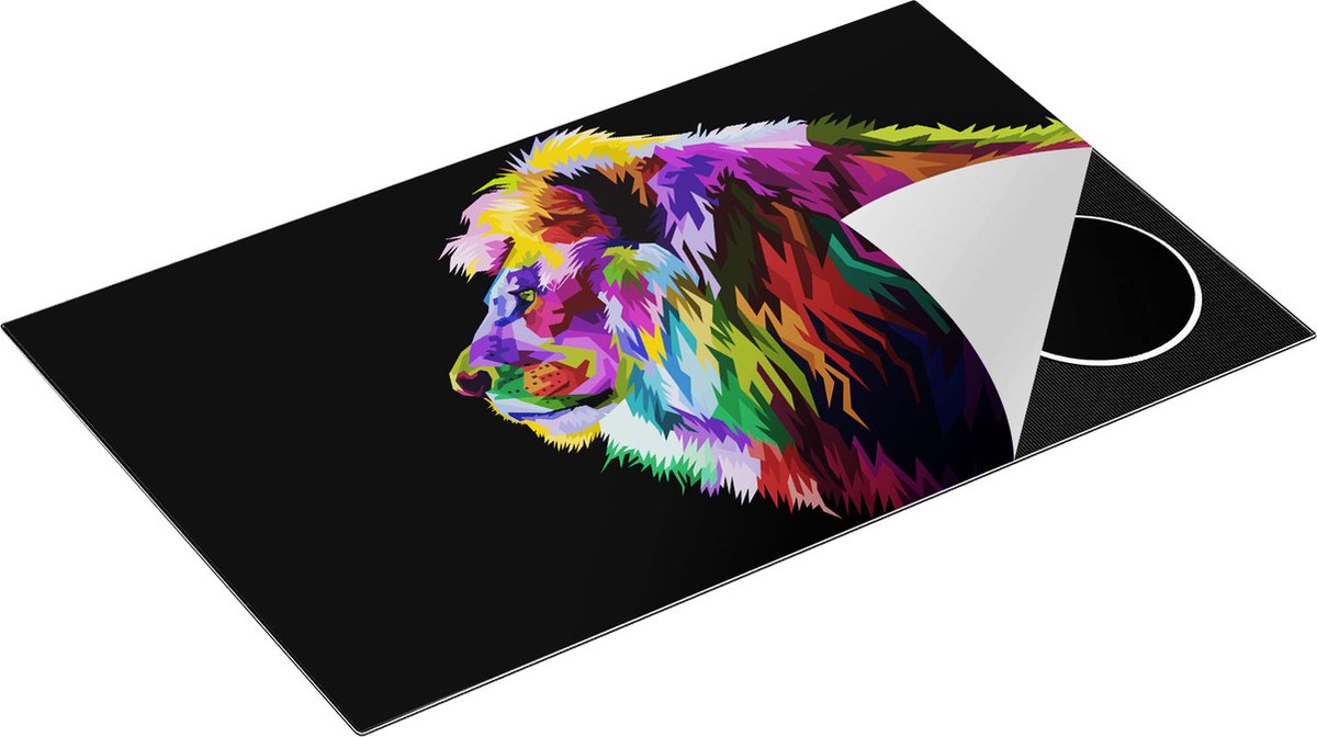 Chefcare Inductie Beschermer Gekleurde Leeuw - Abstract - Kleur - 85x55 cm - Afdekplaat Inductie - Kookplaat Beschermer - Inductie Mat